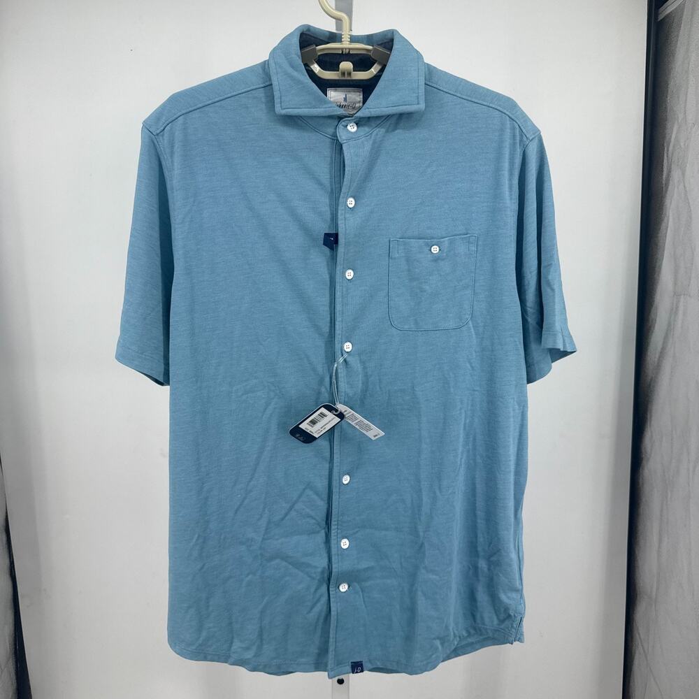 Johnnie O Hangin Out Crouch Shirt Mens S Cay Blue Button Up Comfort Summer NWT